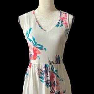 NWT-OUGES-WHITE FLORAL TANK DRESS-SIZE SMALL